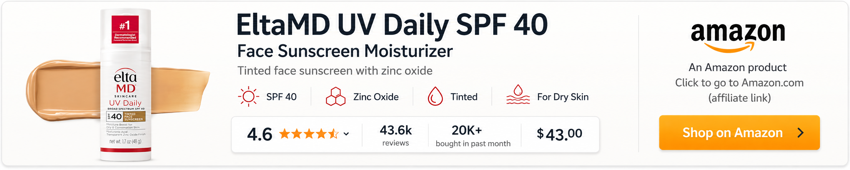 EltaMD UV Daily SPF 40 Face Sunscreen Moisturizer - Leaderboard