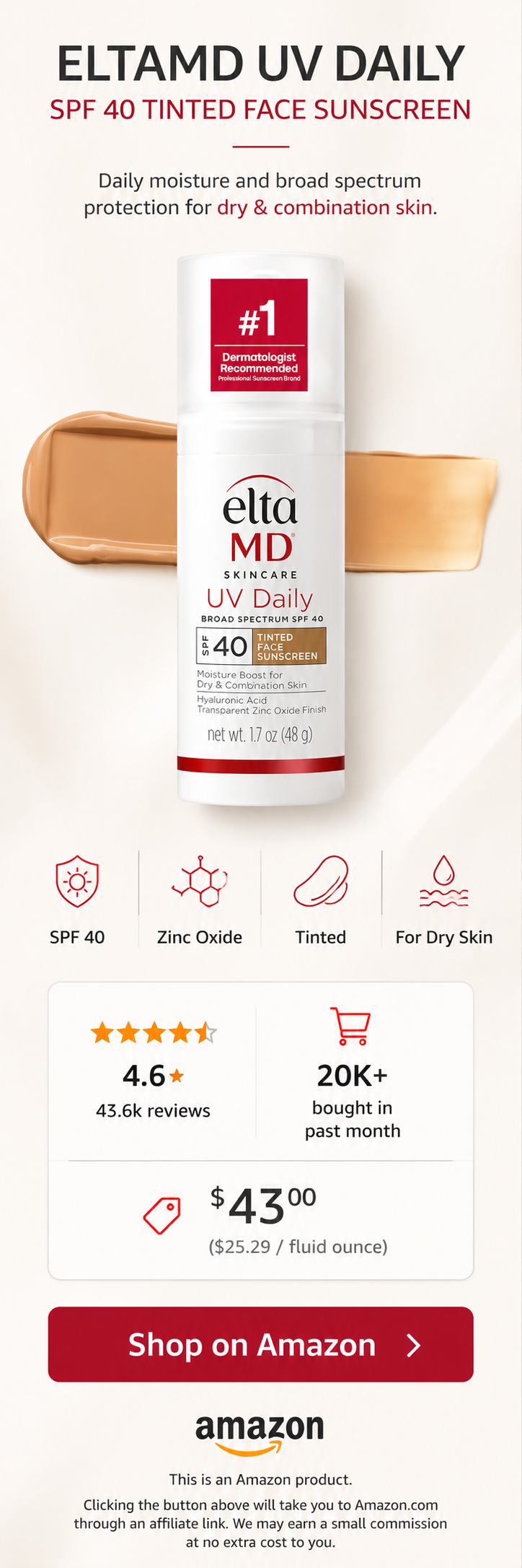 EltaMD UV Daily SPF 40 Face Sunscreen Moisturizer - Skyscraper