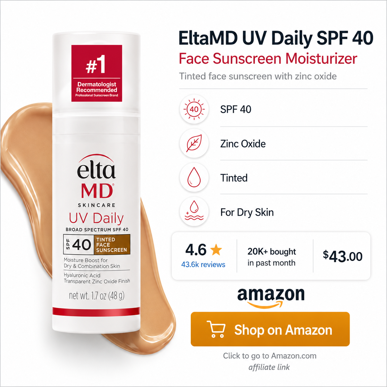 EltaMD UV Daily SPF 40 Face Sunscreen Moisturizer - Square
