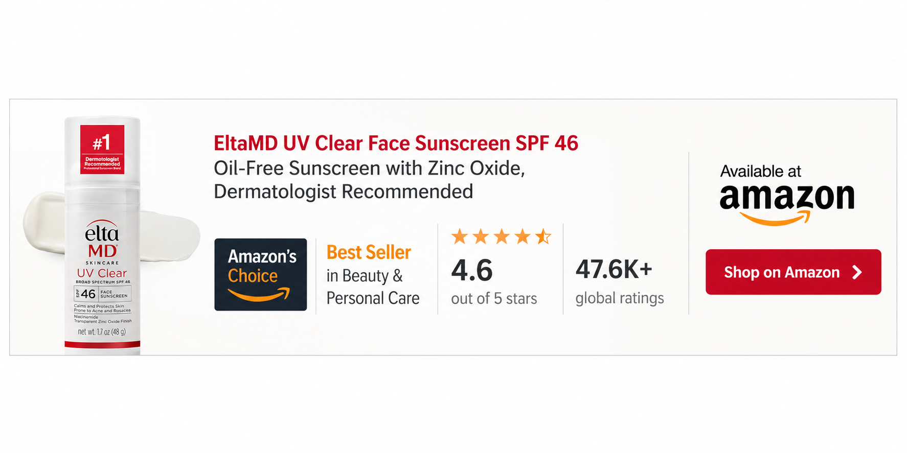 EltaMD UV Clear Face Sunscreen SPF 46 - Leaderboard