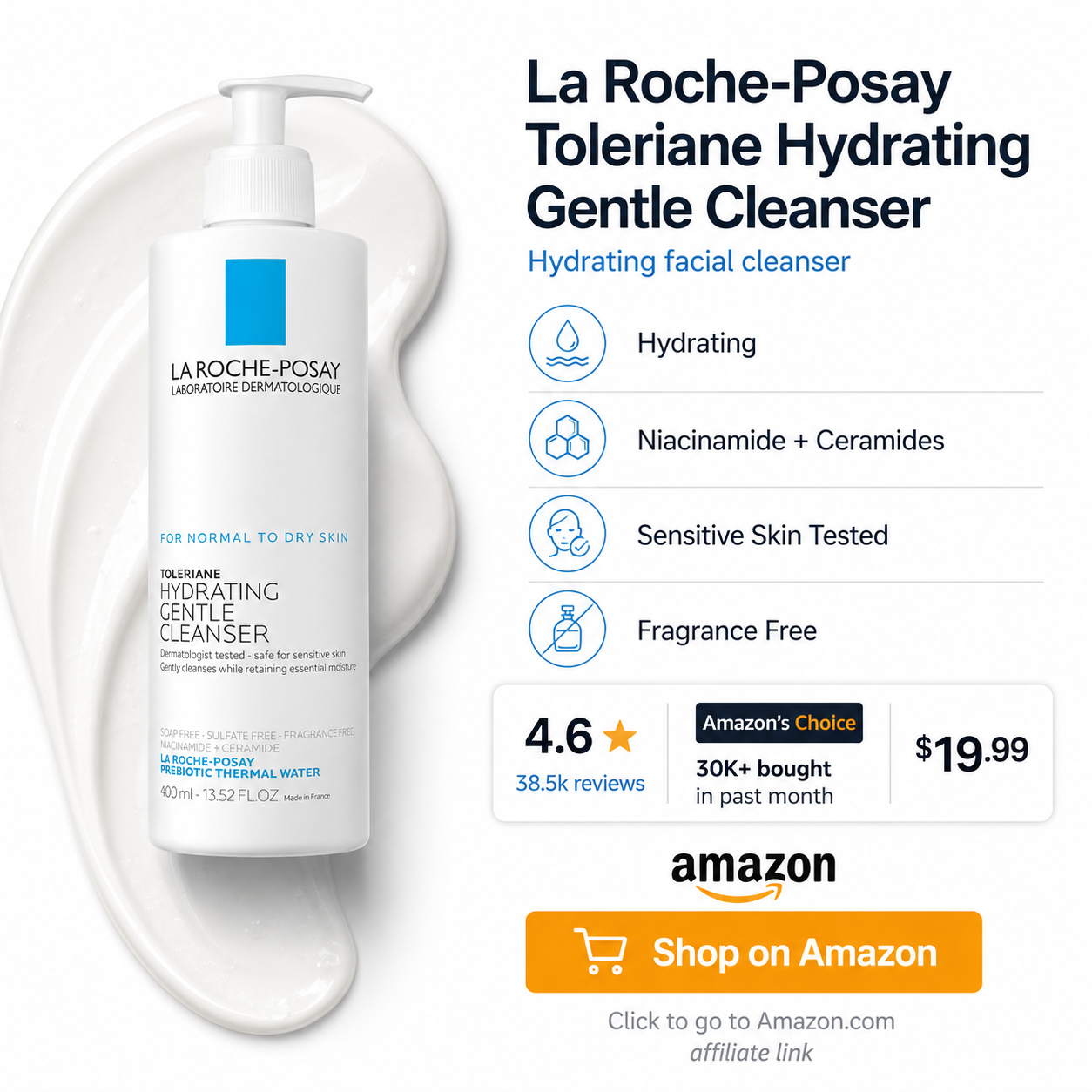 La Roche-Posay Toleriane Hydrating Gentle Face Cleanser - Square
