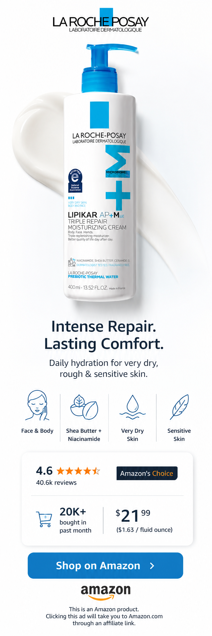 La Roche-Posay Lipikar AP+MAX Triple Repair Moisturizing Body Cream - Skyscraper