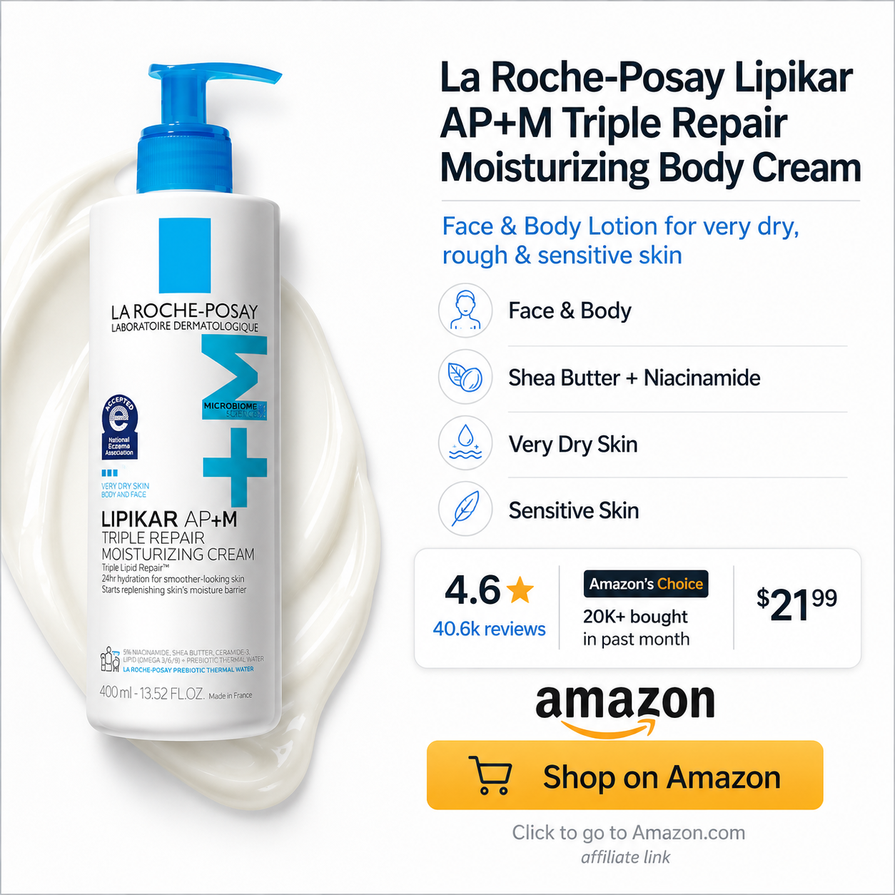 La Roche-Posay Lipikar AP+MAX Triple Repair Moisturizing Body Cream - Square