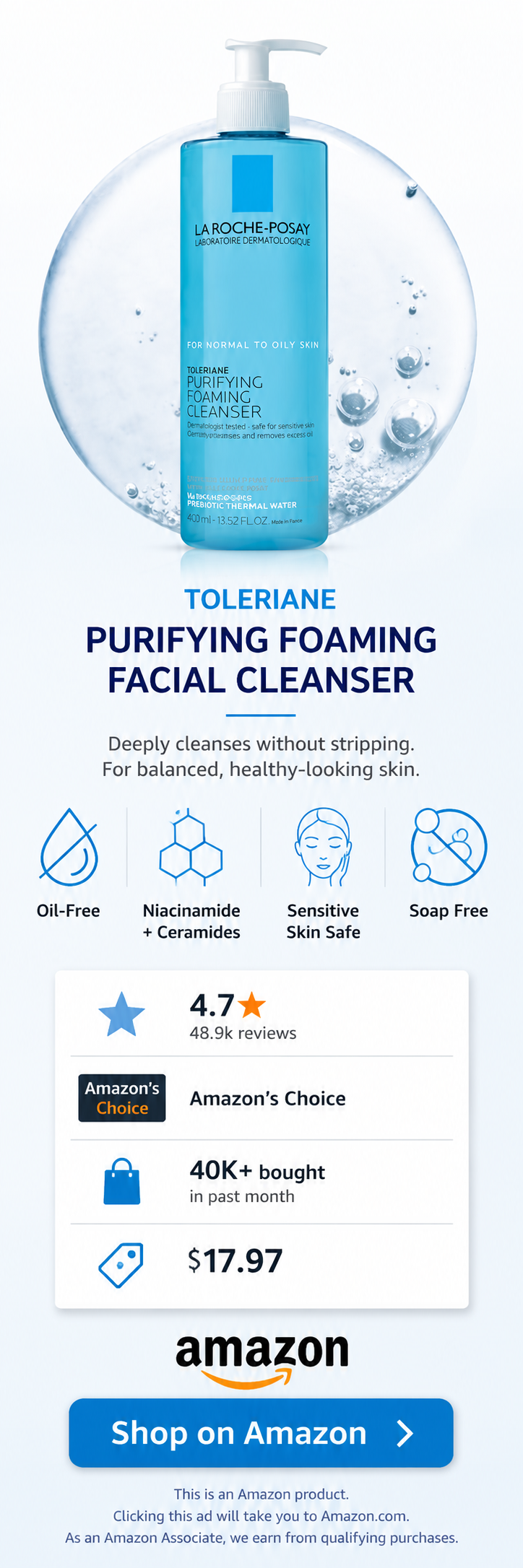 La Roche-Posay Toleriane Purifying Foaming Facial Cleanser - Skyscraper
