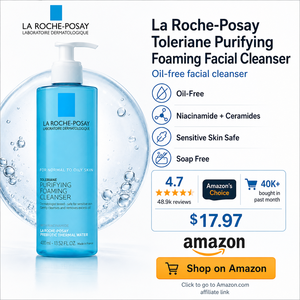 La Roche-Posay Toleriane Purifying Foaming Facial Cleanser - Square